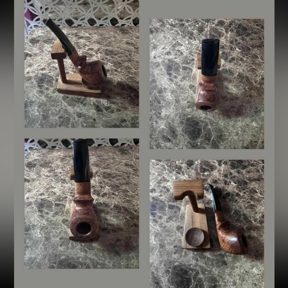 Classic wooden pipe handcrafted. Stand included. New. - Picture 4 of 4